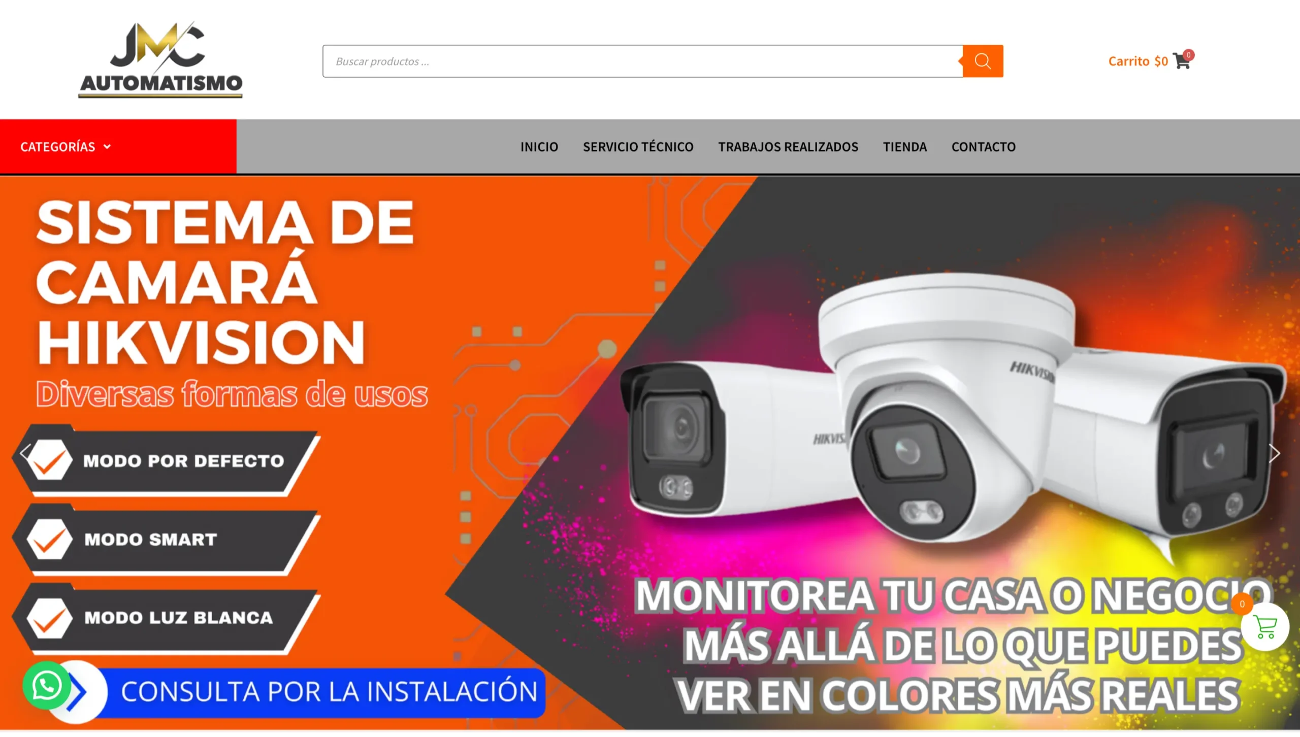 Sitio web Automatismo JMC en versión escritorio