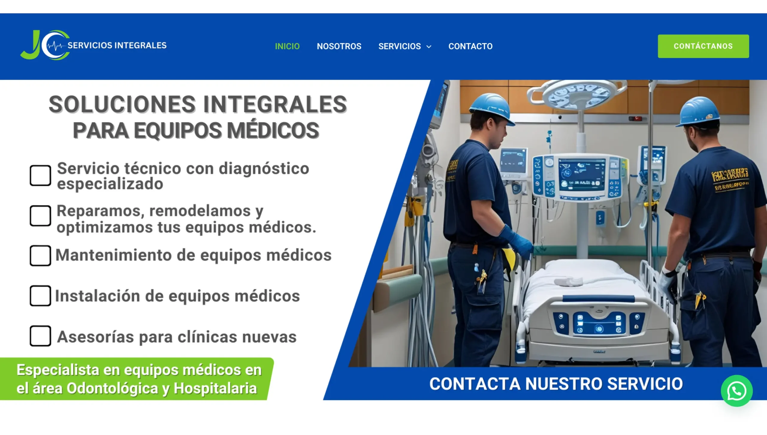 Sitio web JC Servicios Integrales en versión escritorio