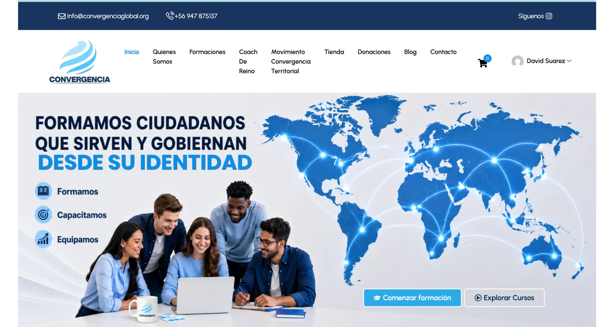 Sitio web Convergencia Global en versión escritorio