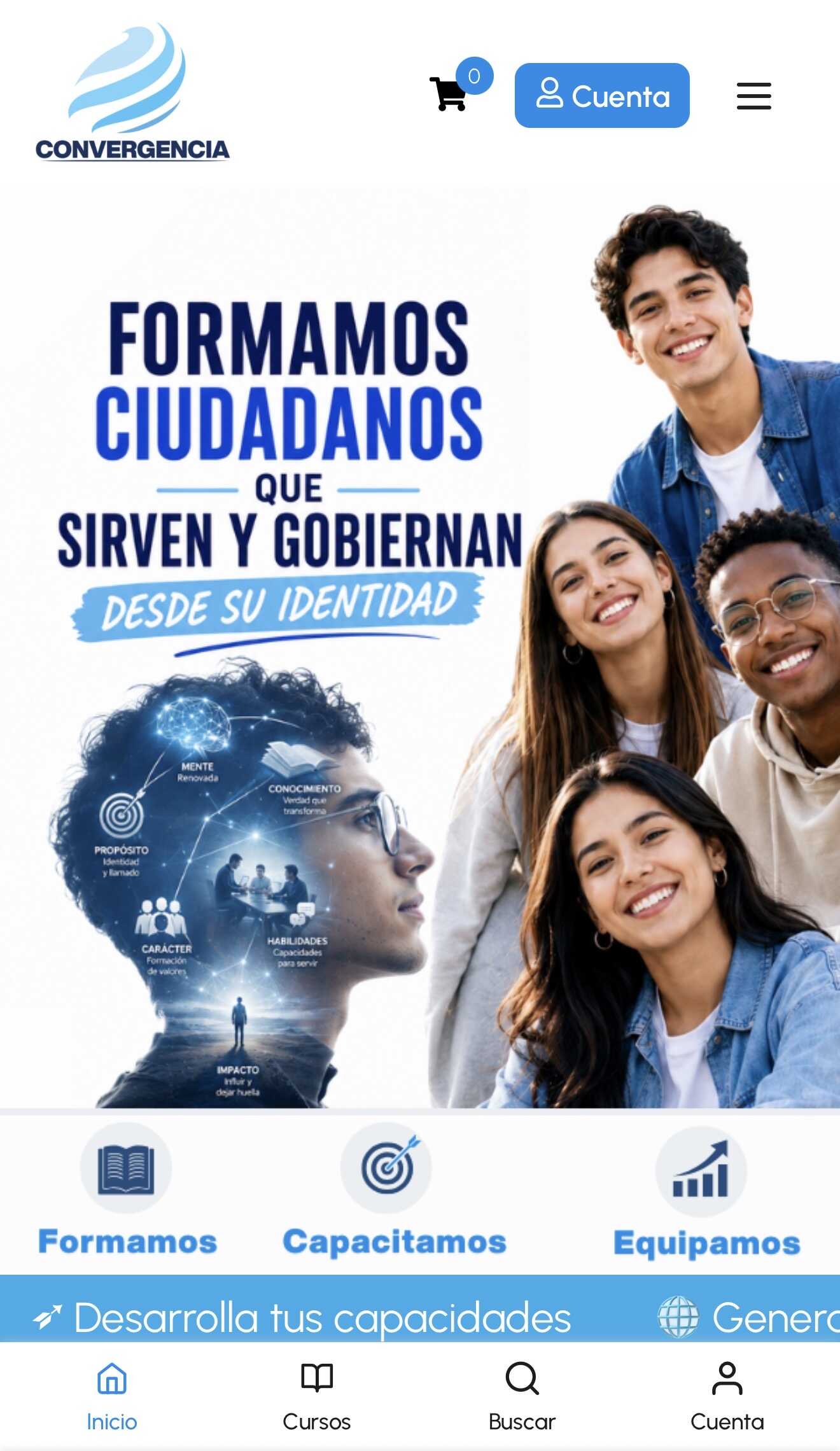 Sitio web Convergencia Global en versión móvil