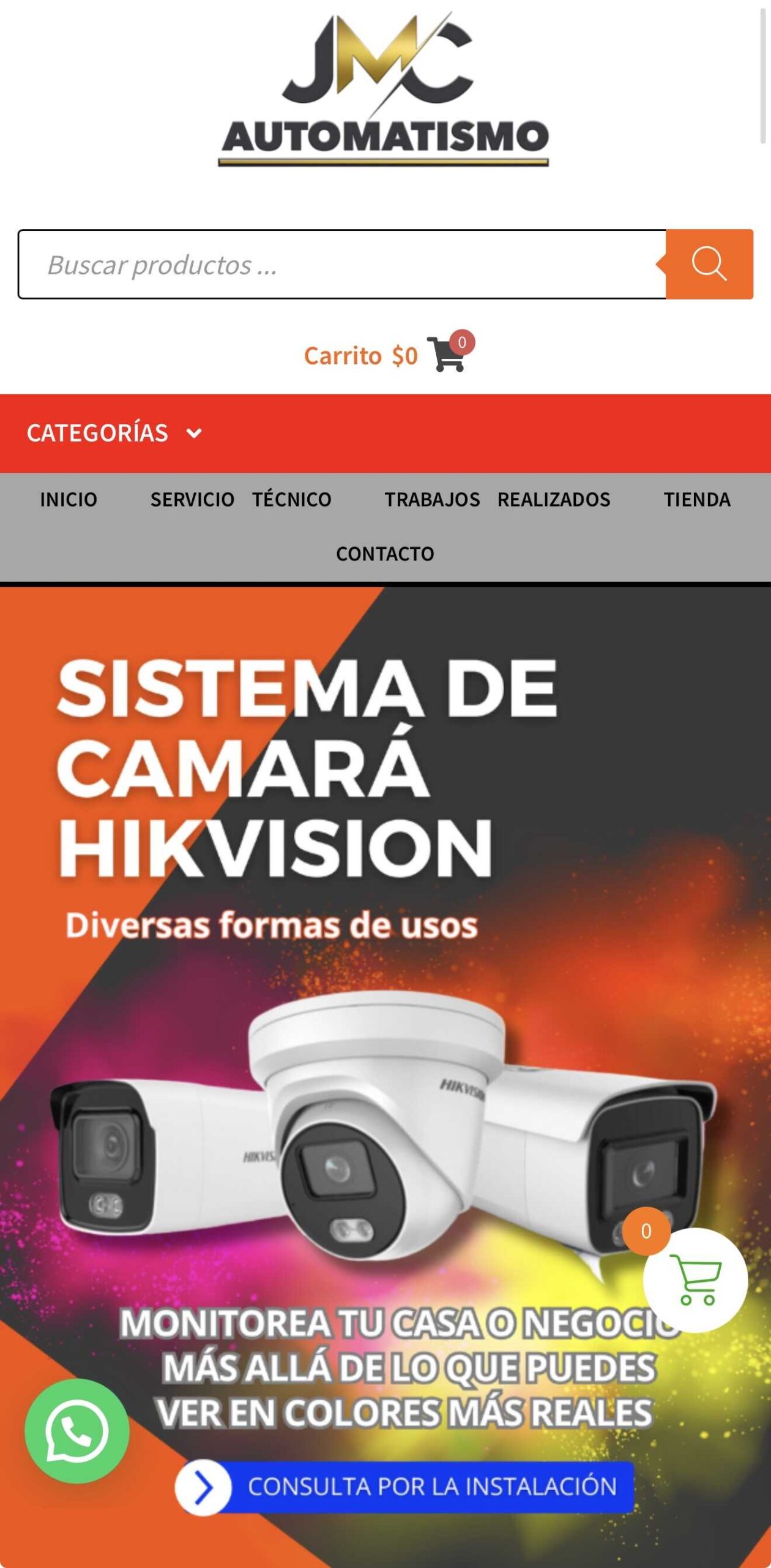 Sitio web Automatismo JMC en versión móvil