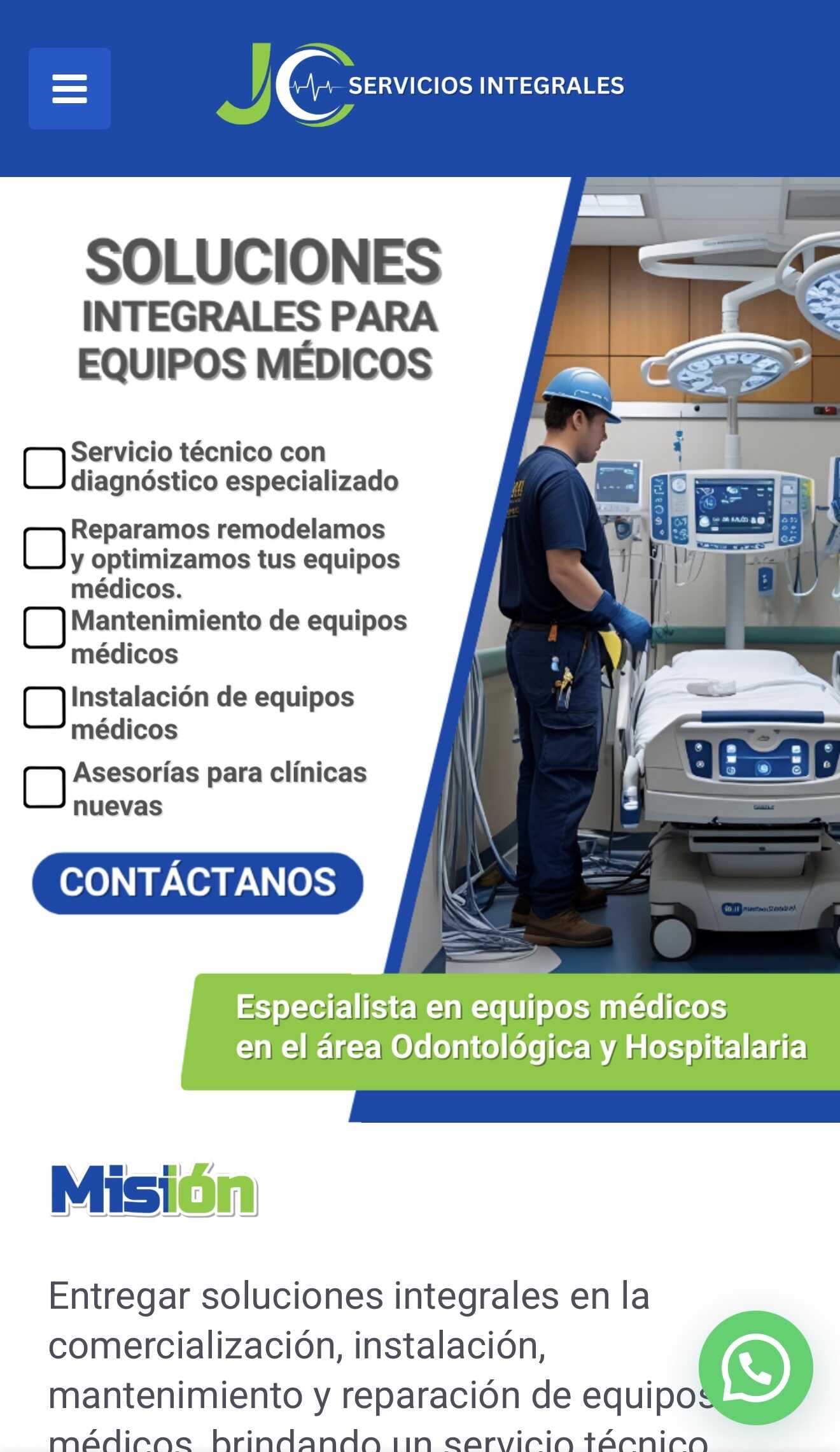 Sitio web JC Servicios Integrales en versión móvil