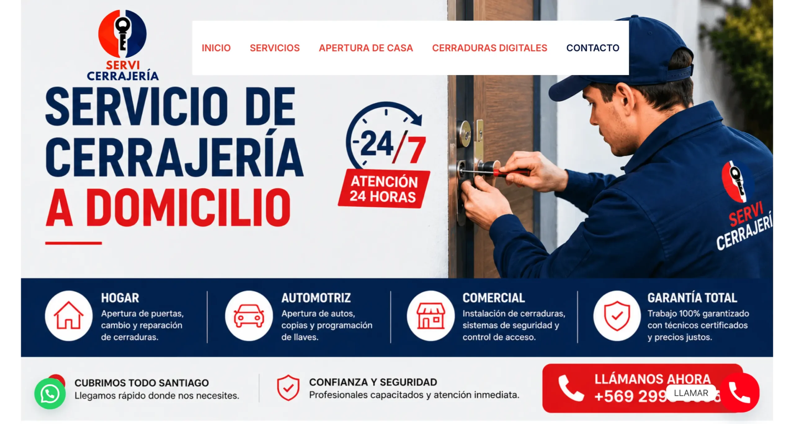 Sitio web Servi Cerrajeria en versión escritorio